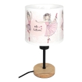 Brilagi - Dječja stolna lampa BOBO WOOD 1xE27/25W/230V hrast/crna/bijela/ružičasta/s motivom balerina