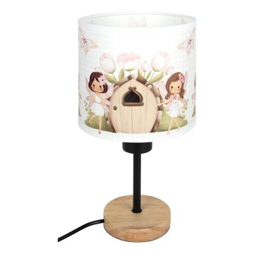 Brilagi - Dječja stolna lampa BOBO WOOD 1xE27/25W/230V hrast/crna/bijela/ružičasta/vile