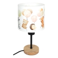 Brilagi - Dječja stolna lampa BOBO WOOD 1xE27/25W/230V hrast/crna/bijela/s motivom životinja