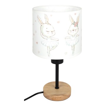 Brilagi - Dječja stolna lampa BOBO WOOD 1xE27/25W/230V hrast/crna/bijela/zečići