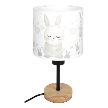 Brilagi - Dječja stolna lampa BOBO WOOD 1xE27/25W/230V hrast/crna/bijela/zečići