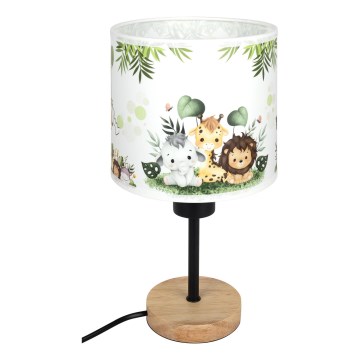 Brilagi - Dječja stolna lampa BOBO WOOD 1xE27/25W/230V hrast/crna/bijela/zelena/džungla