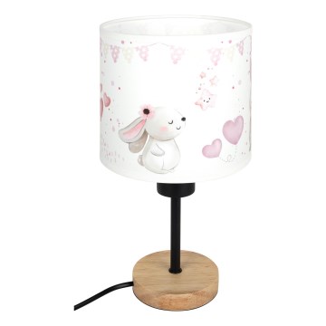 Brilagi - Dječja stolna lampa BOBO WOOD 1xE27/25W/230V hrast/crna/krem/zečići