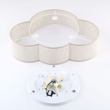 Brilagi - Dječja stropna svjetiljka NIMBUS LINEN 4xE27/15W/230V 46x63 cm bež