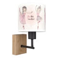 Brilagi - Dječja zidna lampa BOBO WOOD 1xE27/25W/230V hrast/crna/bijela/ružičasta/baletke