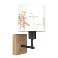 Brilagi - Dječja zidna lampa BOBO WOOD 1xE27/25W/230V hrast/crna/bijela/životinjice