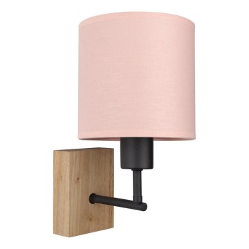 Brilagi - Dječja zidna lampa BOBO WOOD 1xE27/25W/230V hrast/crna/ružičasta