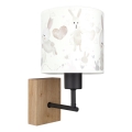 Brilagi - Dječja zidna svjetiljka BOBO WOOD 1xE27/25W/230V hrast/crna/bijela/zečići