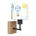Brilagi - Dječja zidna svjetiljka BOBO WOOD 1xE27/25W/230V hrast/crna/bijela/životinjice