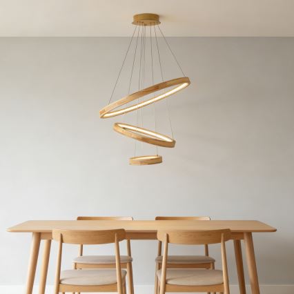 Brilagi - Drveni LED luster na sajli UMEA WOOD LED/45W/230V Ø 60 cm