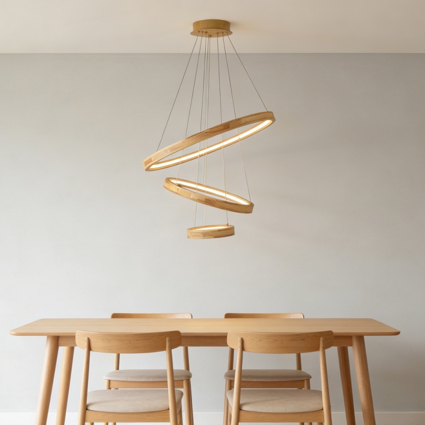 Brilagi - Drveni LED luster na sajli UMEA WOOD LED/45W/230V Ø 60 cm