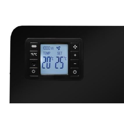 Brilagi - Električna konvektorska grijalica 1000/1300/2300W LCD/timer/TURBO/termostat crna + daljinski upravljač