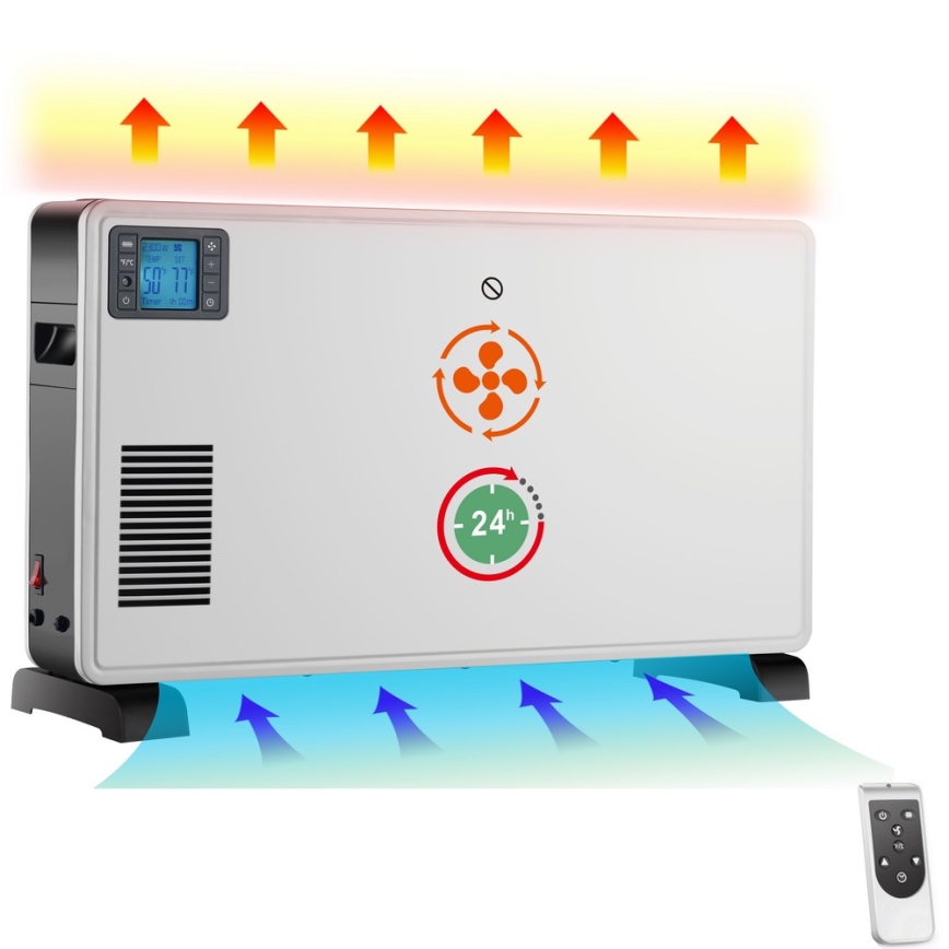 Brilagi - Električna konvektorska grijalica 1000/1300/2300W LCD/timer/TURBO/termostat bijela + DU