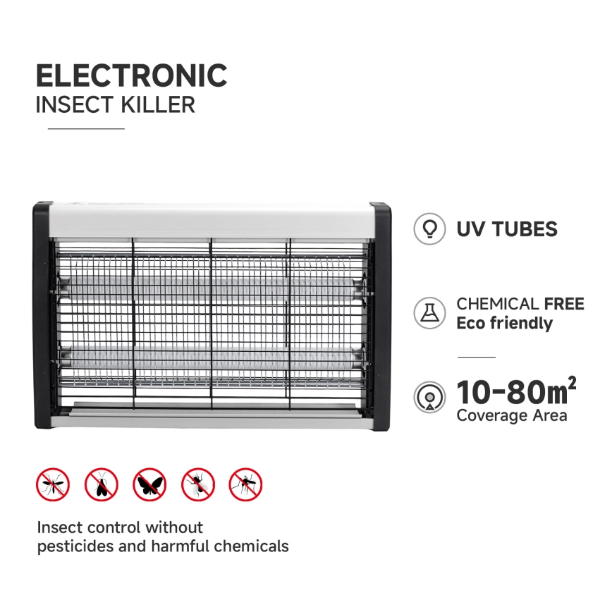 Brilagi - Električni lapač insekata 2×UV/15 W/230 V — pokriva do 80 m²