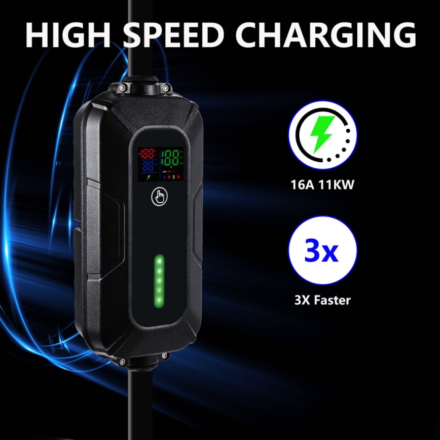 Brilagi - Putna stanica za punjenje EV za električne automobile FAST AC Type 2 16A/380V 11kW + utičnica 230V, 3,7kW 5m + torbica