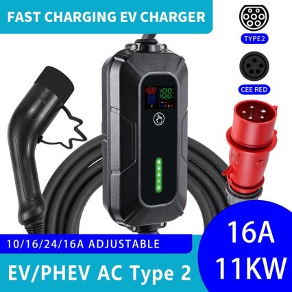 Brilagi - Putna stanica za punjenje EV za električne automobile FAST AC Type 2 16A/380V 11kW + utičnica 230V, 3,7kW 5m + torbica