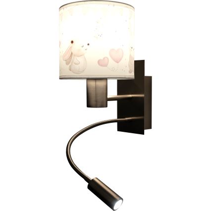 Brilagi - LED dječja fleksibilna zidna svjetiljka BOBO 1xE27/25W/230V + LED/3W matirani krom/krem/zečići