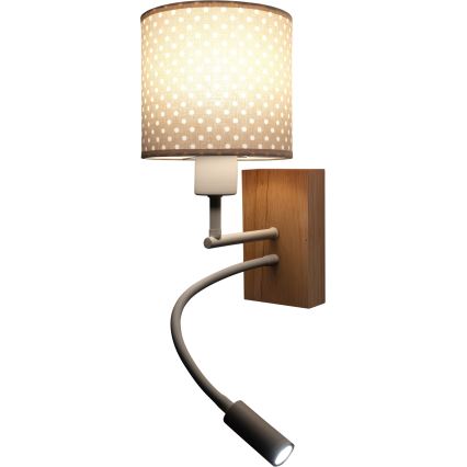 Brilagi - LED dječja fleksibilna zidna lampa BOBO WOOD 1xE27/25W/230V + LED/3W hrast/bijela/bež/točkice