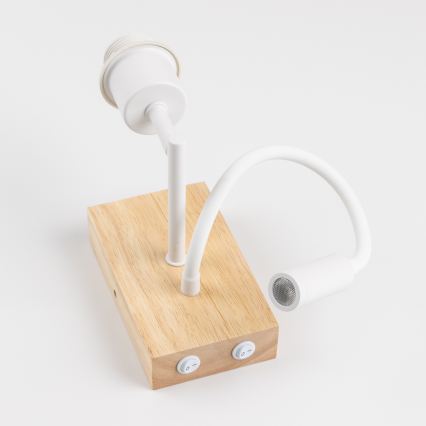Brilagi - LED dječja fleksibilna zidna lampa BOBO WOOD 1xE27/25W/230V + LED/3W hrast/bijela/bež/točkice