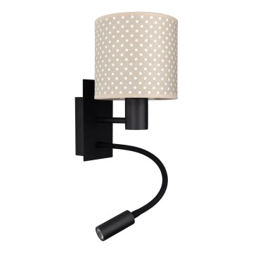 Brilagi - fleksibilna LED zidna lampa BOBO 1xE27/25W/230V + LED/3W crna/bež s točkicama