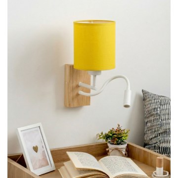 Brilagi - fleksibilna LED zidna lampa NUBILA WOOD 1xE27/25W/230V + LED/3W hrast/bijela/žuta