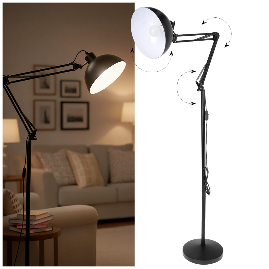 Brilagi - Fleksibilna podna lampa TASKER 1xE27/60W/230V 157 cm crna