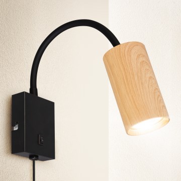Brilagi - Fleksibilna zidna lampa s prekidačem SELE 1xGU10/30W/230V crna/dekor hrasta