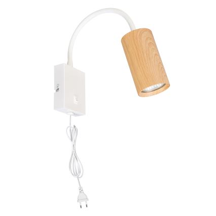 Brilagi - Savitljiva zidna lampa s prekidačem SELE 1xGU10/30W/230V bijela/dekor hrasta