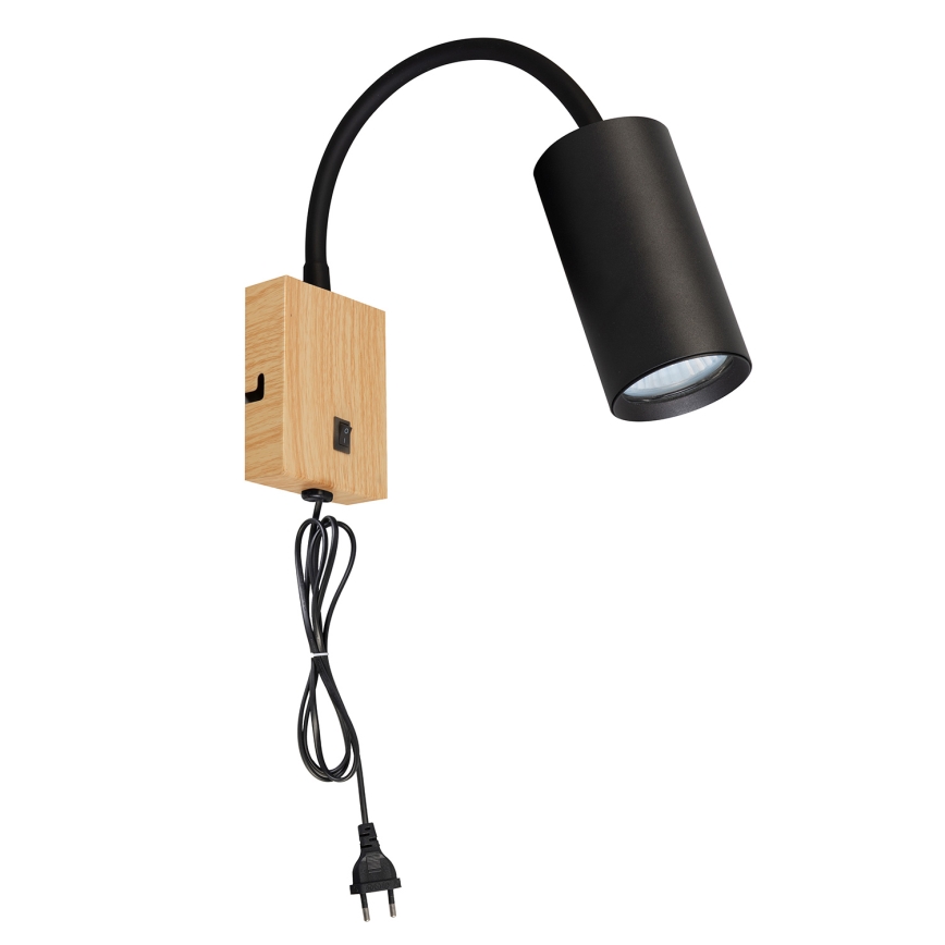 Brilagi - Fleksibilna zidna svjetiljka SELE 1xGU10/30W/230V crna/dekor hrasta