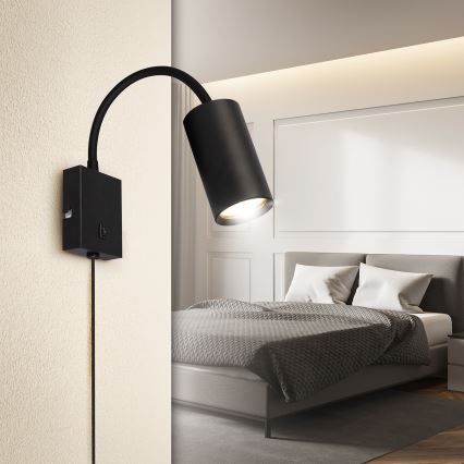 Brilagi - Fleksibilna zidna lampa s prekidačem SELE 1xGU10/30W/230V crna