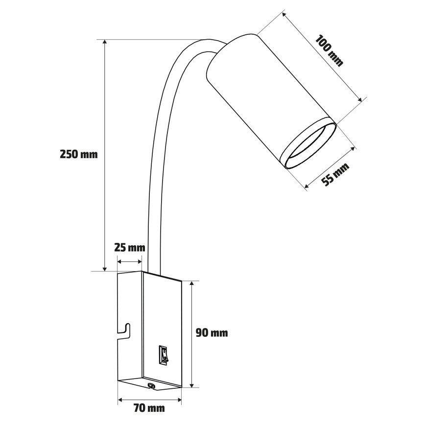 Brilagi - Fleksibilna zidna lampa s prekidačem SELE 1xGU10/30W/230V crna