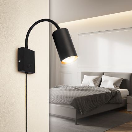 Brilagi - Fleksibilna zidna svjetiljka s prekidačem SELE 1xGU10/30W/230V crna/zlatna