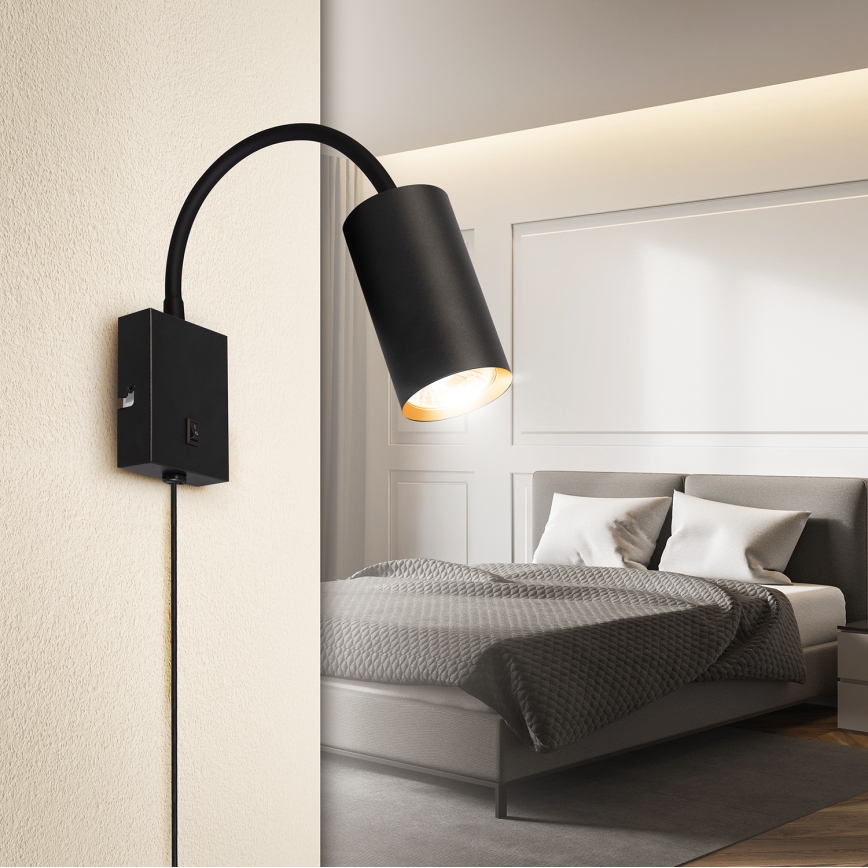 Brilagi - Fleksibilna zidna svjetiljka s prekidačem SELE 1xGU10/30W/230V crna/zlatna