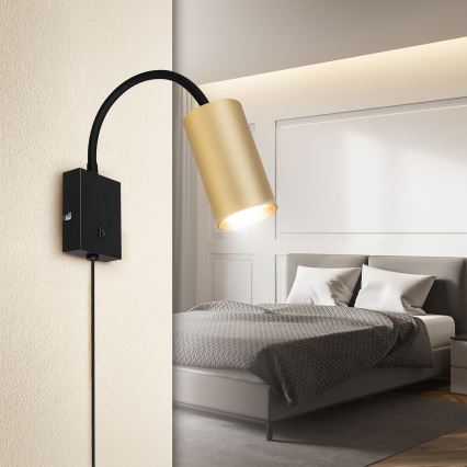 Brilagi - Fleksibilna zidna svjetiljka s prekidačem SELE 1xGU10/30W/230V crna/zlatna