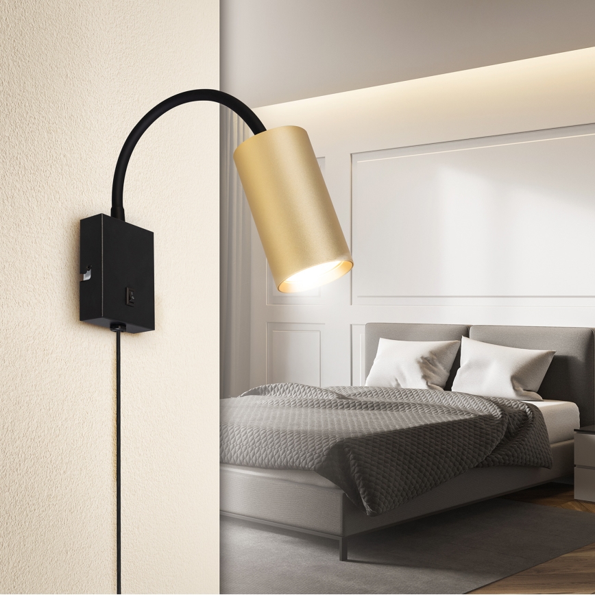 Brilagi - Fleksibilna zidna svjetiljka s prekidačem SELE 1xGU10/30W/230V crna/zlatna