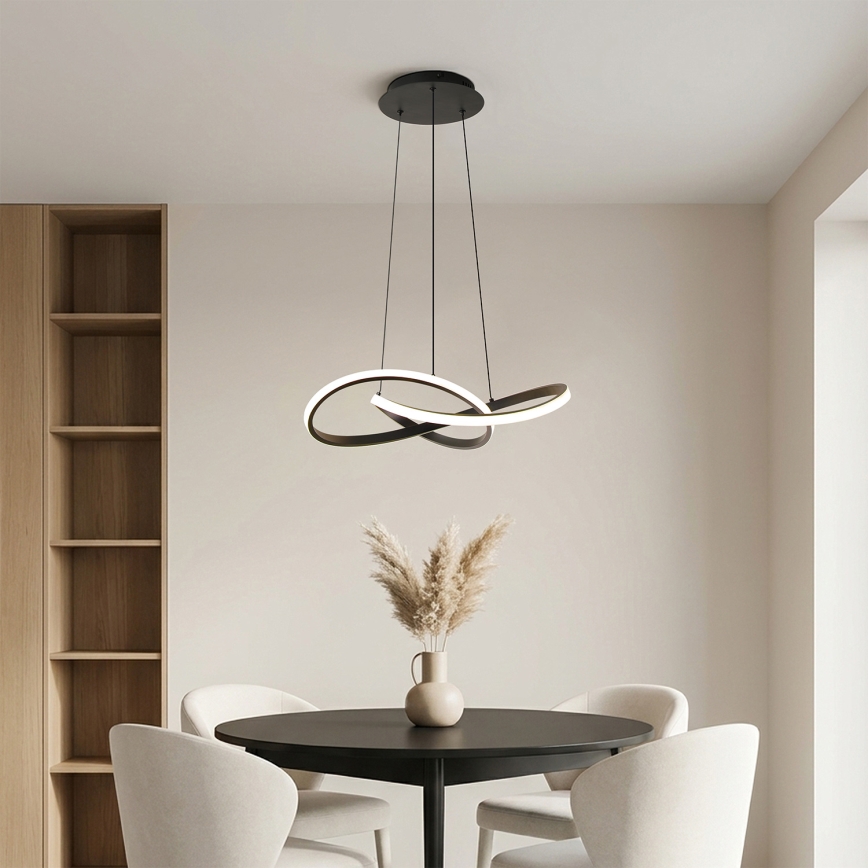 Brilagi - LED luster s prigušavanjem na sajli INFINITY LED/55W/230V 3000-6000K 50x50 cm crna + daljinski upravljač