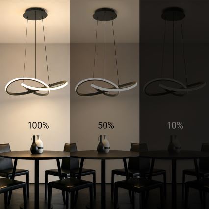 Brilagi - LED luster s prigušavanjem na sajli INFINITY LED/55W/230V 3000-6000K 50x50 cm crna + daljinski upravljač