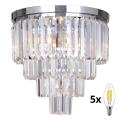 Brilagi - Kristalna stropna svjetiljka MOZART 5xE14/40W/230V sjajni krom