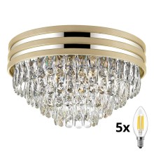 Brilagi - Kristalna stropna svjetiljka VELURE 5xE14/40W/230V zlatna