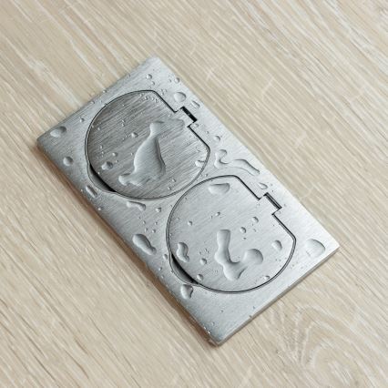 BRILAGI - Kuhinjska ugradna dvostruka utičnica INBOX IP55 srebrna pravokutna