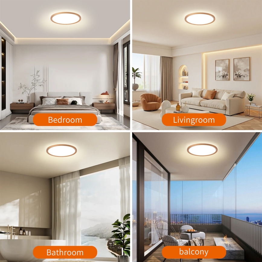 Brilagi - LED stropno svjetlo za kupaonicu ULTRA TANAK LED/18W/230V promjer 30 cm ružičasto zlato IP54