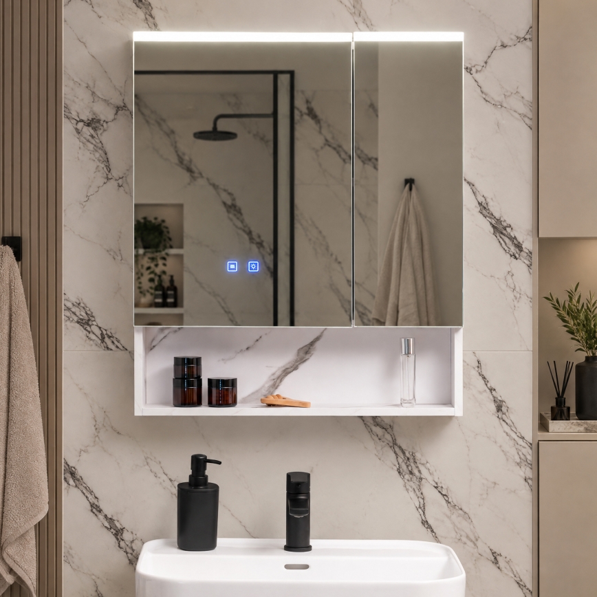 BRILAGI - Kupaonski ormarić s ogledalom i integriranim LED osvjetljenjem TRABIA DOUBLE 60x70 cm