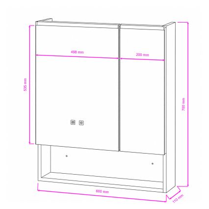 BRILAGI - Kupaonski ormarić s ogledalom i integriranim LED osvjetljenjem TRABIA DOUBLE 60x70 cm