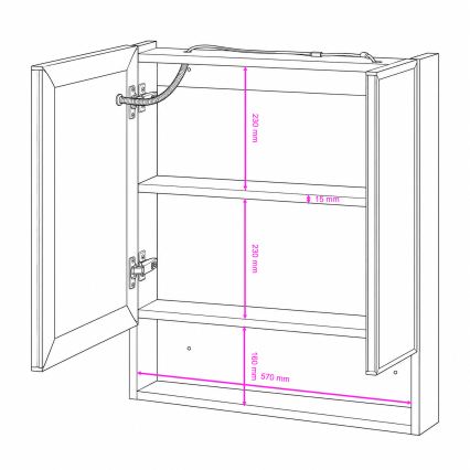 BRILAGI - Kupaonski ormarić s ogledalom i integriranim LED osvjetljenjem TRABIA DOUBLE 60x70 cm