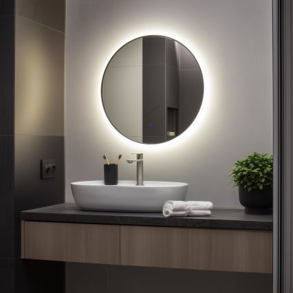 Brilagi - LED kupaonsko ogledalo VENA BLACK LED/19W/230V Ø 60 cm IP44 CRI 90 prigušivo + podesiva CCT