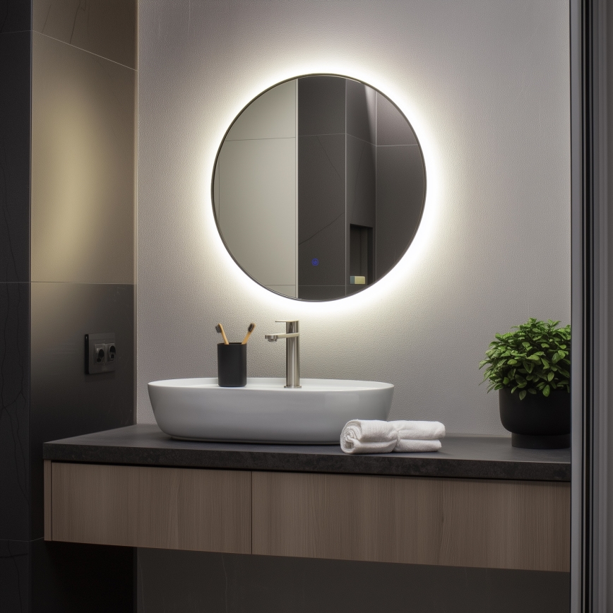 Brilagi - LED kupaonsko ogledalo VENA BLACK LED/19W/230V Ø 60 cm IP44 CRI 90 prigušivo + podesiva CCT