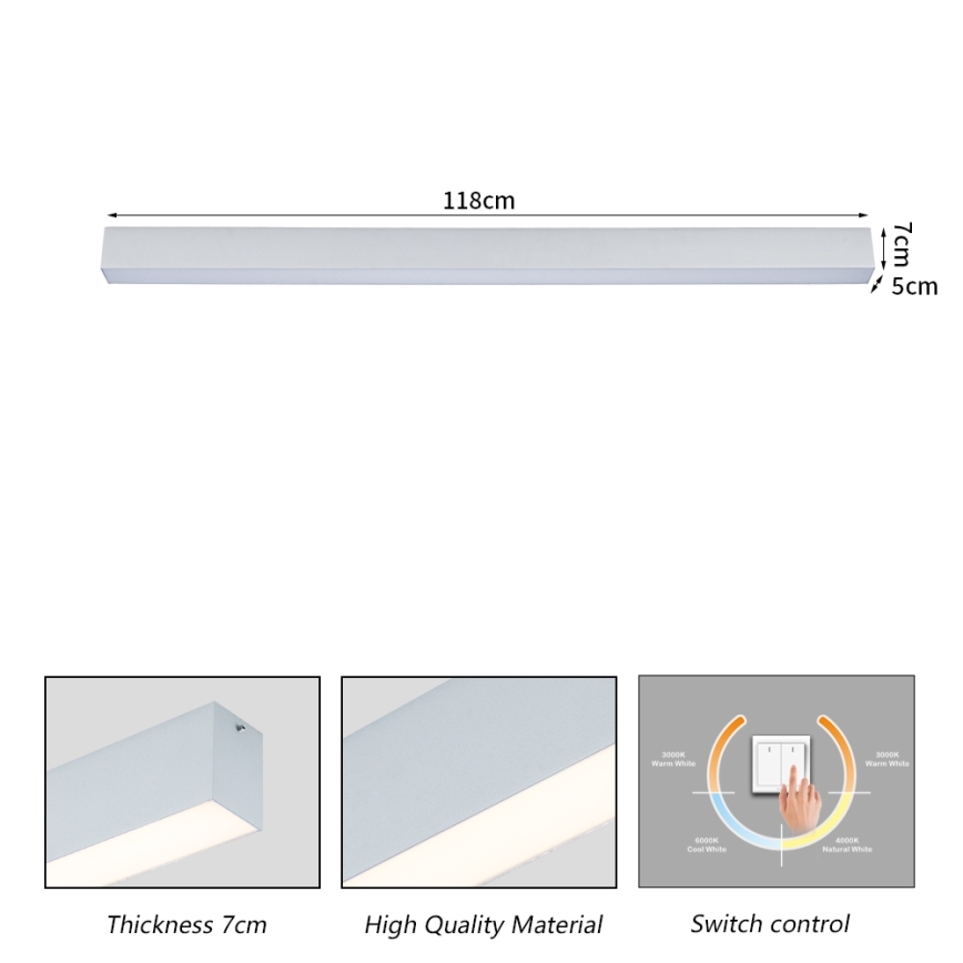 Brilagi - LED stropno svjetlo za kupaonicu SLEEKLINE LED/40W/230V 3000/4500/6000K, srebrno, IP44