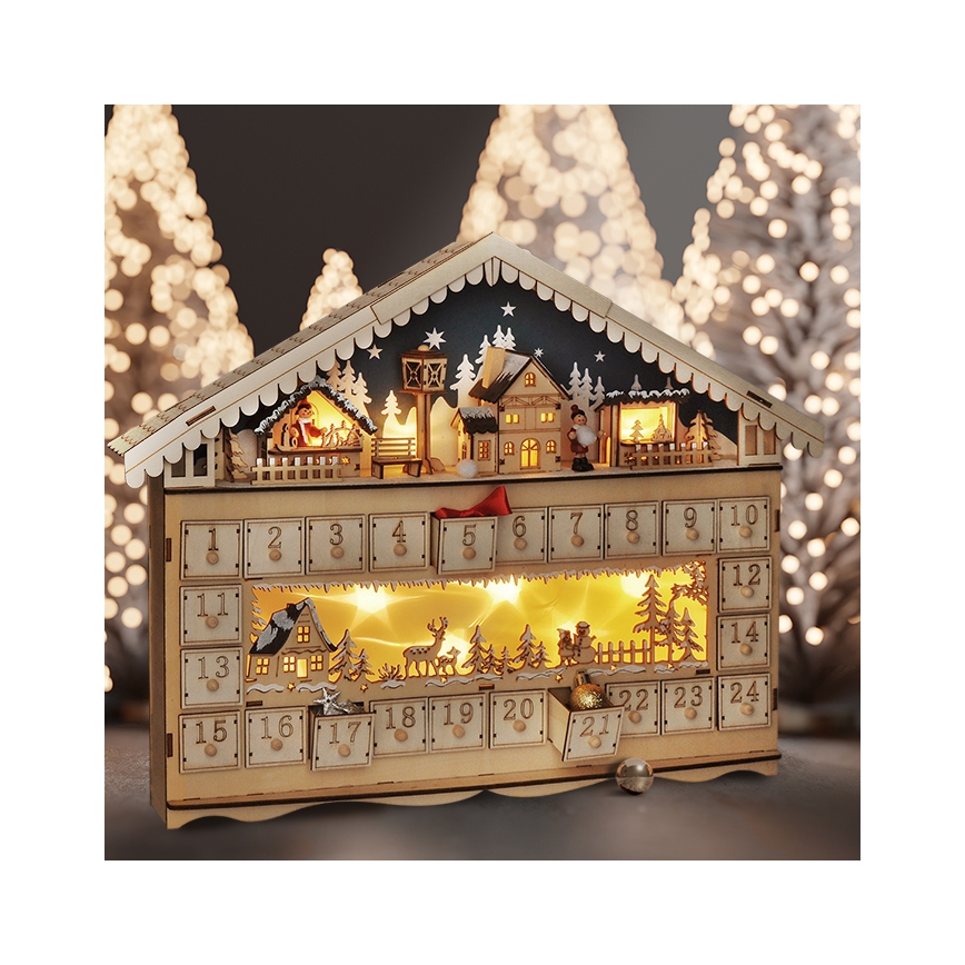 Brilagi - LED adventski kalendar LED/2xAA borovina