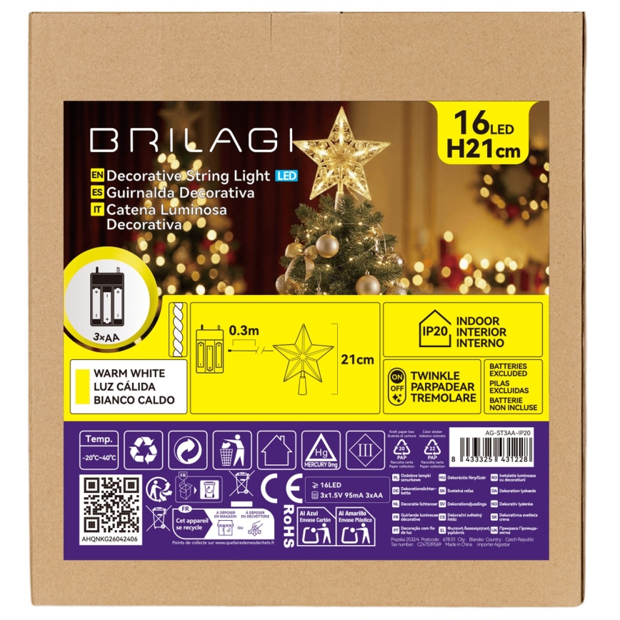 BRILAGI - LED Božićna dekoracija LED/3xAA 21 cm zvijezda topla bijela