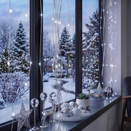 BRILAGI - LED Božićna svjetlosna zavjesa 300xLED/8 funkcija/3xAA/USB 1,2m hladna bijela